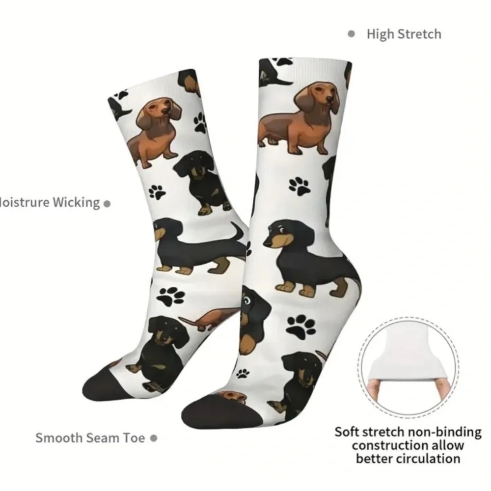 Dachshund Doxie Weiner Sausage Dog Novelty Crew Tube Socks Unisex Men’s Women’s - Picture 8 of 14